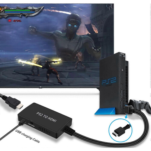 Προσαρμογέας PS2 σε HDMI με καλώδιο HDMI PS2, μετατροπέας PS2 σε HDMI Υποστήριξη HD 1080P 2