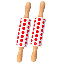 Silicone Rolling Pin Set Nonstick Small Dough Roller with Wood Handle for Baking Pizza Pastry Dumplings