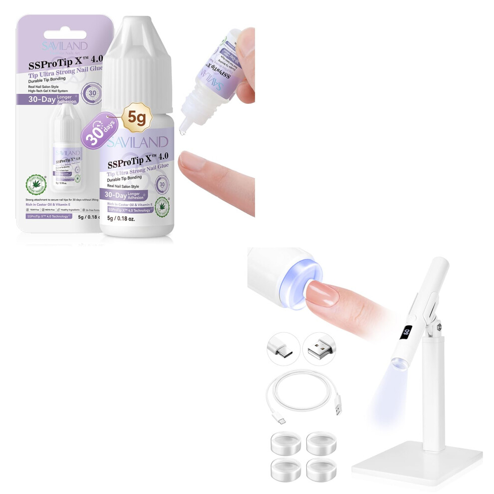 Light Uv Led Nail Lamp With Stand 8S Fast Cure 360 Rotation For Gel Nails And Strong Acrylic Glue 5G