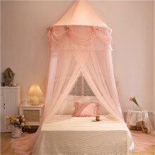Princess Bed Canopy Half Dome Lace Mosquito Net, Ceiling Mounted Pink Tulle for Bedroom Decor