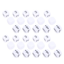 30 Stück 16 mm weißes 6-seitiges Würfel-Set mit Aufbewahrungstasche