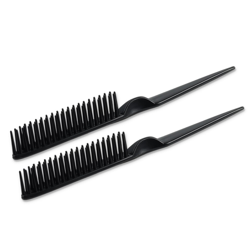 Black 3 Row Detangling Comb with Rat Tail for Precise Parting and Curly Hair Styling