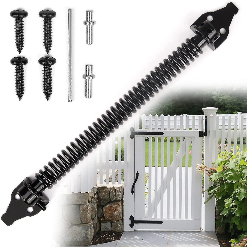 Self Closing Gate Spring Hardware Adjustable Metal Spring Closure Compatible Light To Heavy Duty Wooden Gates Door Fence Black Garden Gate Closer Comp 6935161620559