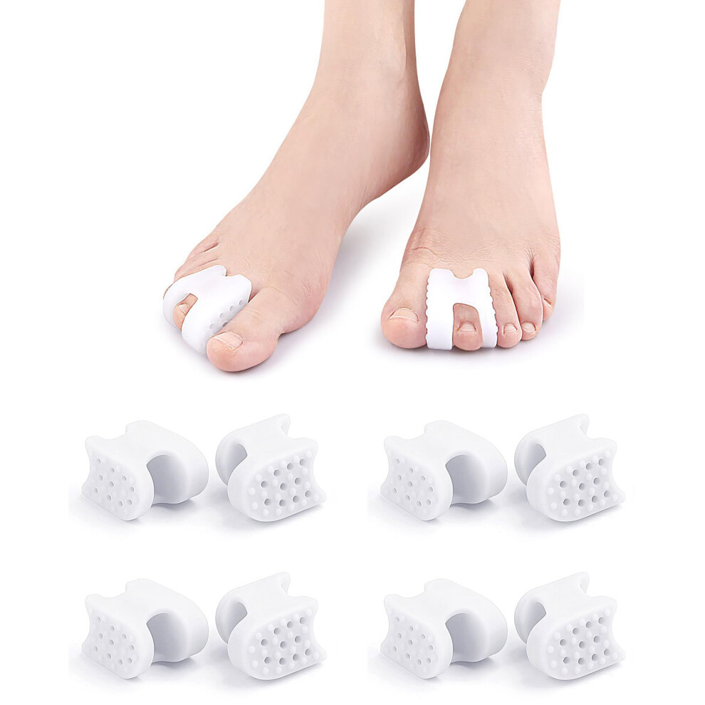Toe Separators with Gel Toe Cushions, 8 Pack Hammer Toe Corrector Pads for Bunions and Overlapping Toes