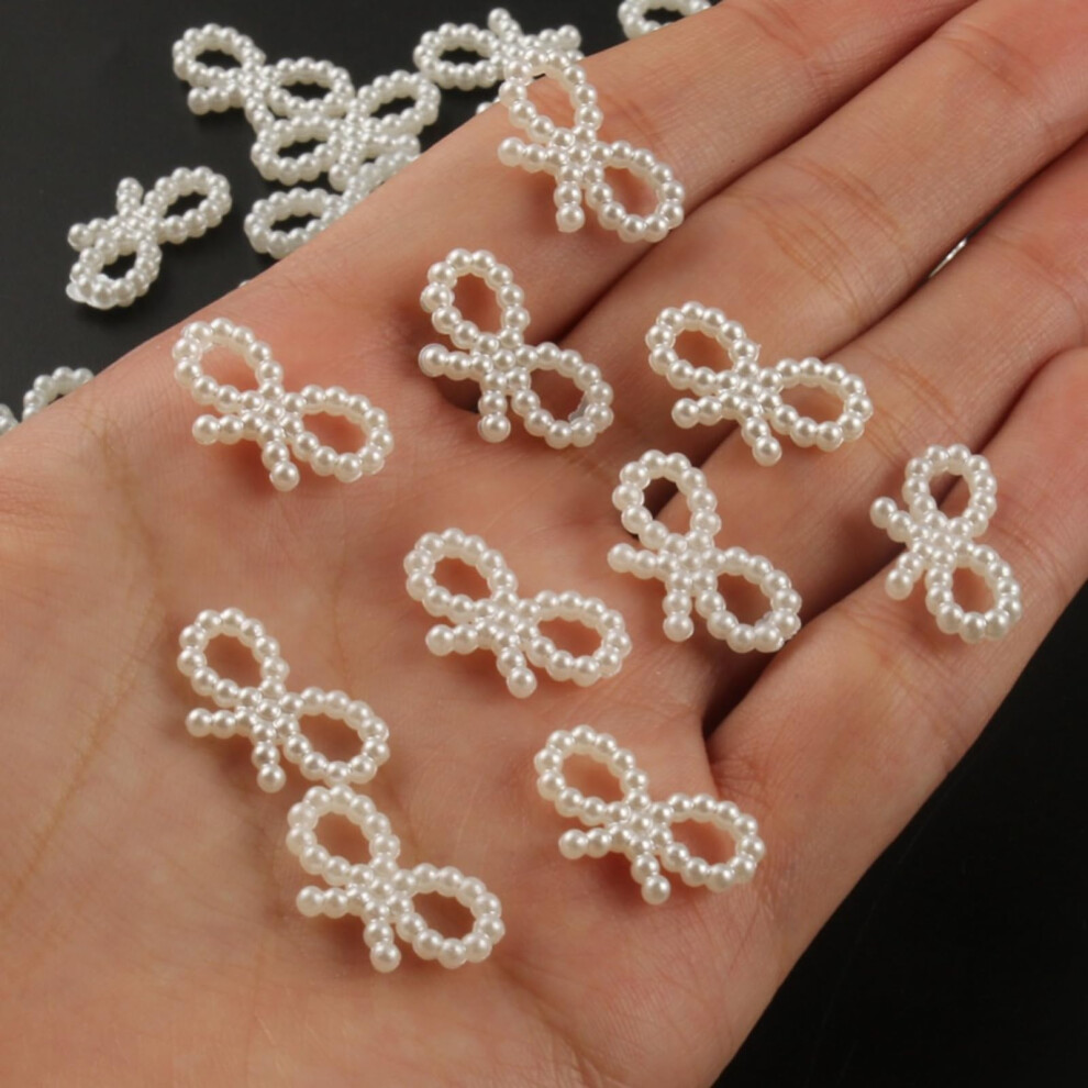 White 3D Bow Nail Art Charms Set Â Cute Resin Bows For Valentine's Day Manicure Crafts 100Pcs