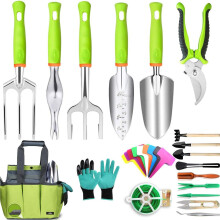 26 Piece Garden Tool Set with Ergonomic NonSlip Grip and Large Tote Bag for Gardening Beginners