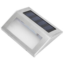 Solar Wall Light Stainless Steel Outdoor LED Stair Lamp IP65 Waterproof Bright White