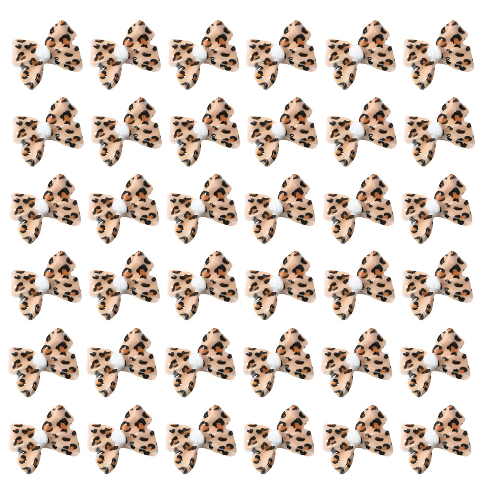 36Pcs 3D Leopard Print Bow Nail Art Charms Acrylic Rhinestone Decorations for Acrylic Nails