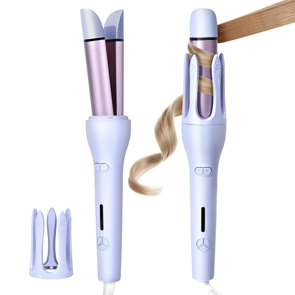 Purple 2 In 1 Curling Iron And Straightener With 32Mm Barrel, Fast Heating Ionic Hair Curler