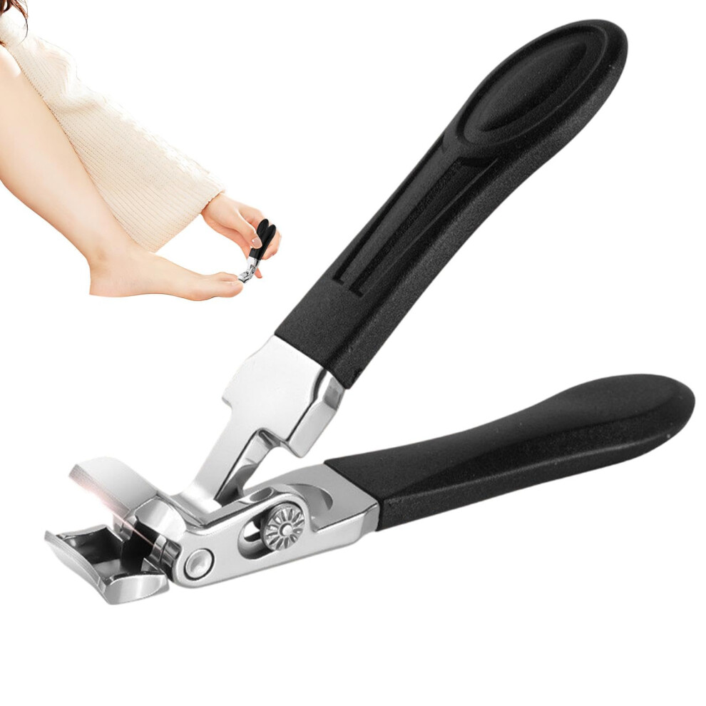 Toenail Clippers for Thick Nails with Catcher, Stainless Steel Wide Jaw Ergonomic Long Handle for Seniors
