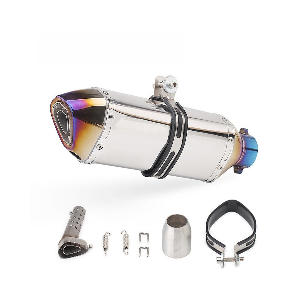 Universal Slip On Motorcycle Exhaust Stainless Steel 51Mm Hexagonal Muffler With Db Killer Blue 9070919439810