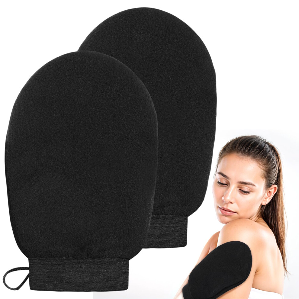 Black Korean Exfoliating Mitt 2 Pack Deep Exfoliating Gloves For Shower And Selftan Prep