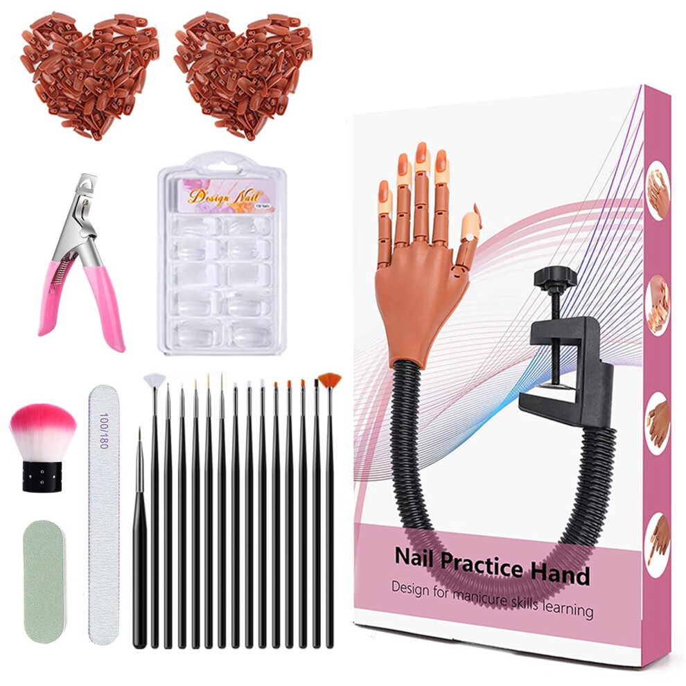 Practice Hand for Acrylic Nails with Realistic Movable Joints, Adjustable Nail Training Hand Kit