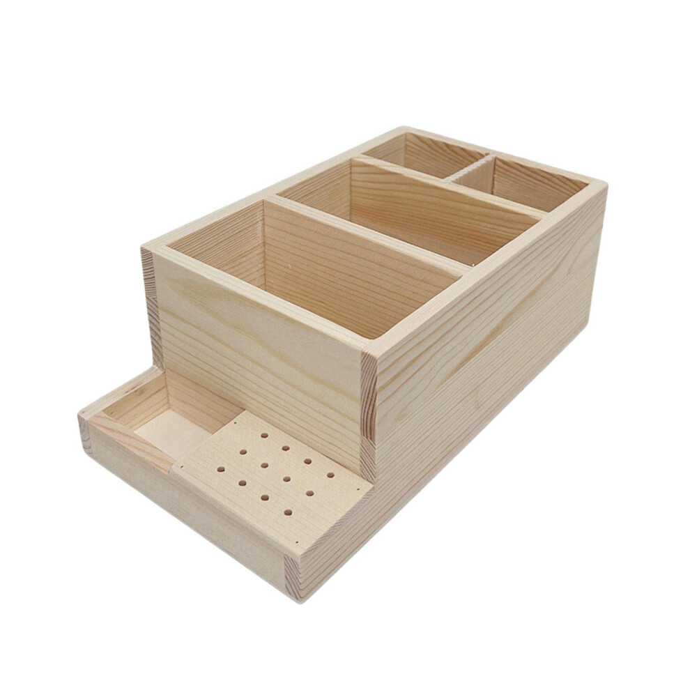 Wooden Nail Drill Bit Holder Organizer with Compact TwoRow Design for Salon and Home Use