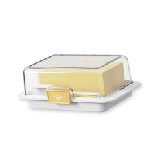 Airtight Butter Dish with Lid and Measurement Marks, Microwave and Dishwasher Safe, White