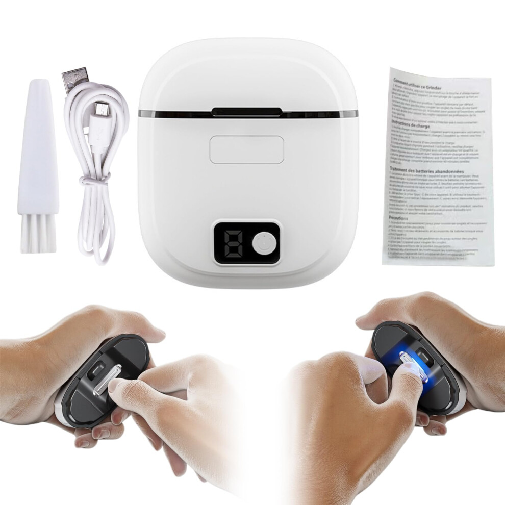 White 2 In 1 Electric Nail Clipper And Automatic Trimmer With Lcd Display, Vacuum, Usb Rechargeable