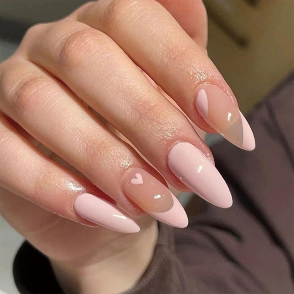 Glossy Almond Press On Nails 24Pcs Durable ABS Fake Nail Set for Women LongLasting Glam Manicure