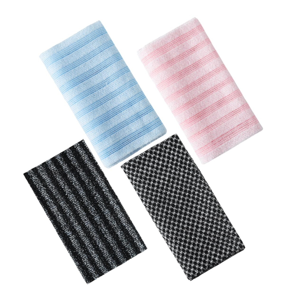Back Scrubber for Shower, 4pcs Exfoliating Body Washcloths with Long Back Reach, Multiple Colors