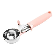 Heavy Duty Stainless Steel Ice Cream Scoop with Ergonomic Grip for Hard Ice Cream, Dishwasher Safe Pink