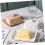 Vintage Ceramic Butter Dish with Lid, Rectangular Porcelain Keeper for Freshness, Khaki 5