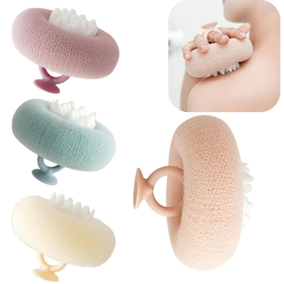 4PCS 2in1 Sunflower Bath Sponge and Body Scrubber with Suction Cup, SkinFriendly Exfoliation
