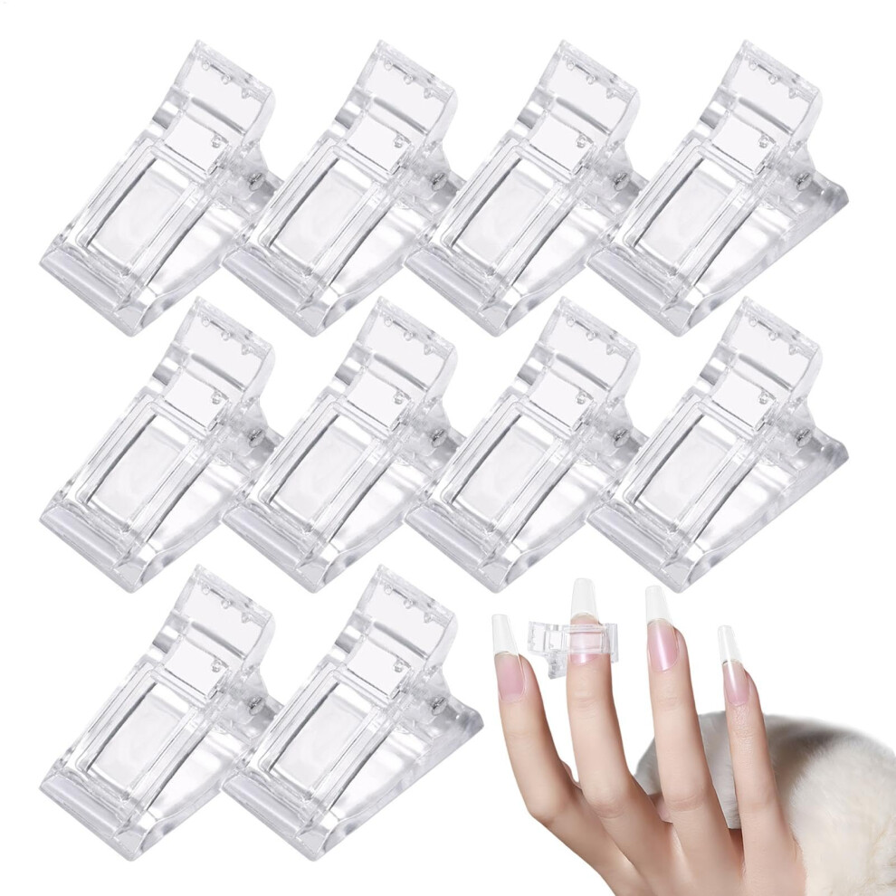 10pcs Transparent Nail Tip Clips for Extensions, ABS Gel Nail Clamps with Secure Grip Hold