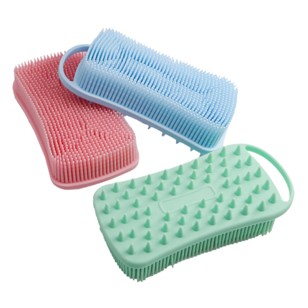 Silicone Shower Brush Set with DualSided Exfoliating Scrubber for Gentle Skin Cleansing