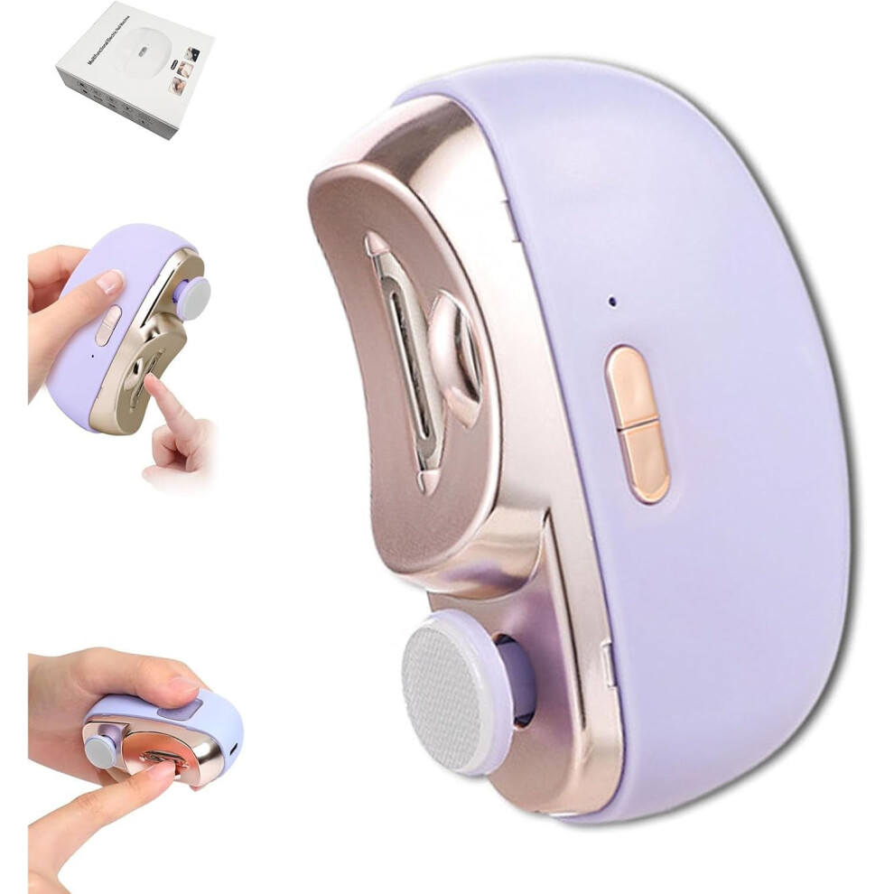 Purple 3 In 1 Electric Nail Clippers And Polisher With Automatic Nail Trimmer, Usbc Charging, Dust Collector