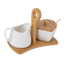 Ceramic Sugar Bowl and Milk Jug Set with Tray for Elegant Afternoon Tea and Decorative Kitchen