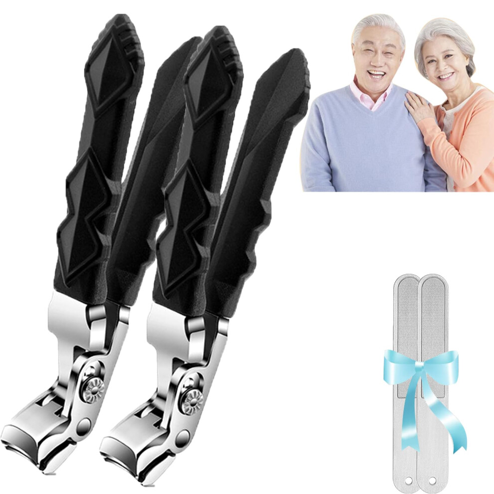 Toenail Clippers for Seniors with Wide Jaw Curved Blades and Nail Catch Case, 2 Pack