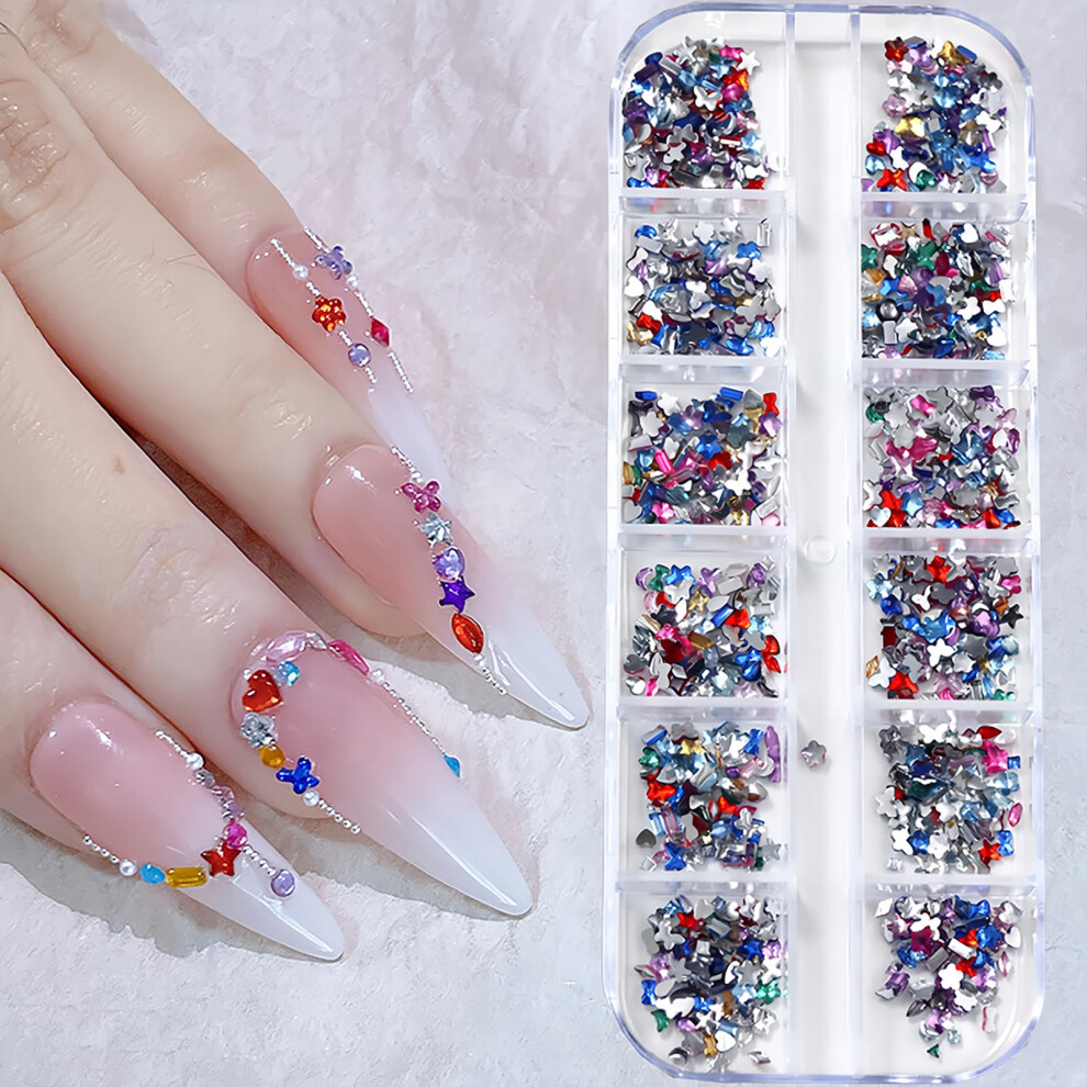Nail Rhinestones and 3D Nail Art Charms Colorful MultiShape Gems Flat Back DIY Acrylic Nail Decoration