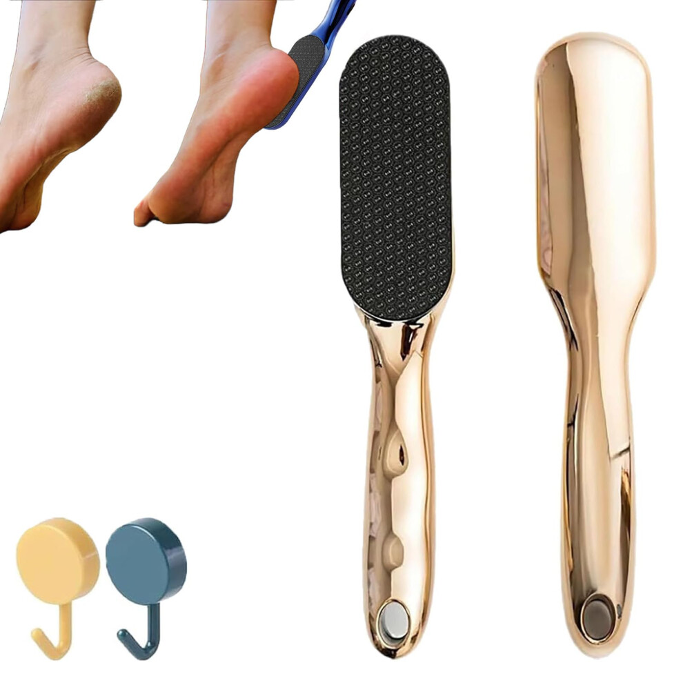 Foot File Callus Remover Nano Glass Ergonomic Grip for Dead Skin and Cracked Heels Gold 2pcs