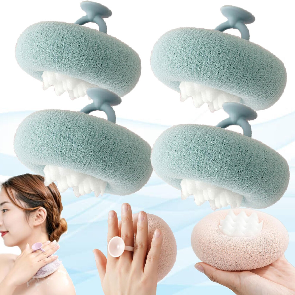 Sunflower Bath Sponge with Suction Cup, 2in1 Soft Exfoliating Shower Loofah Brush, 4PCS