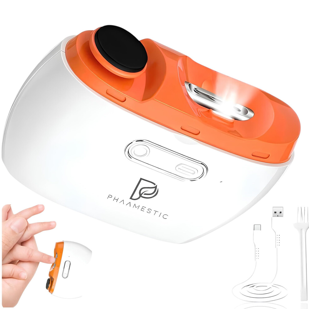 Yellow Electric Nail Clipper For Seniors With Nail Grinder, Usbc Rechargeable, Safer Guarded Trimming
