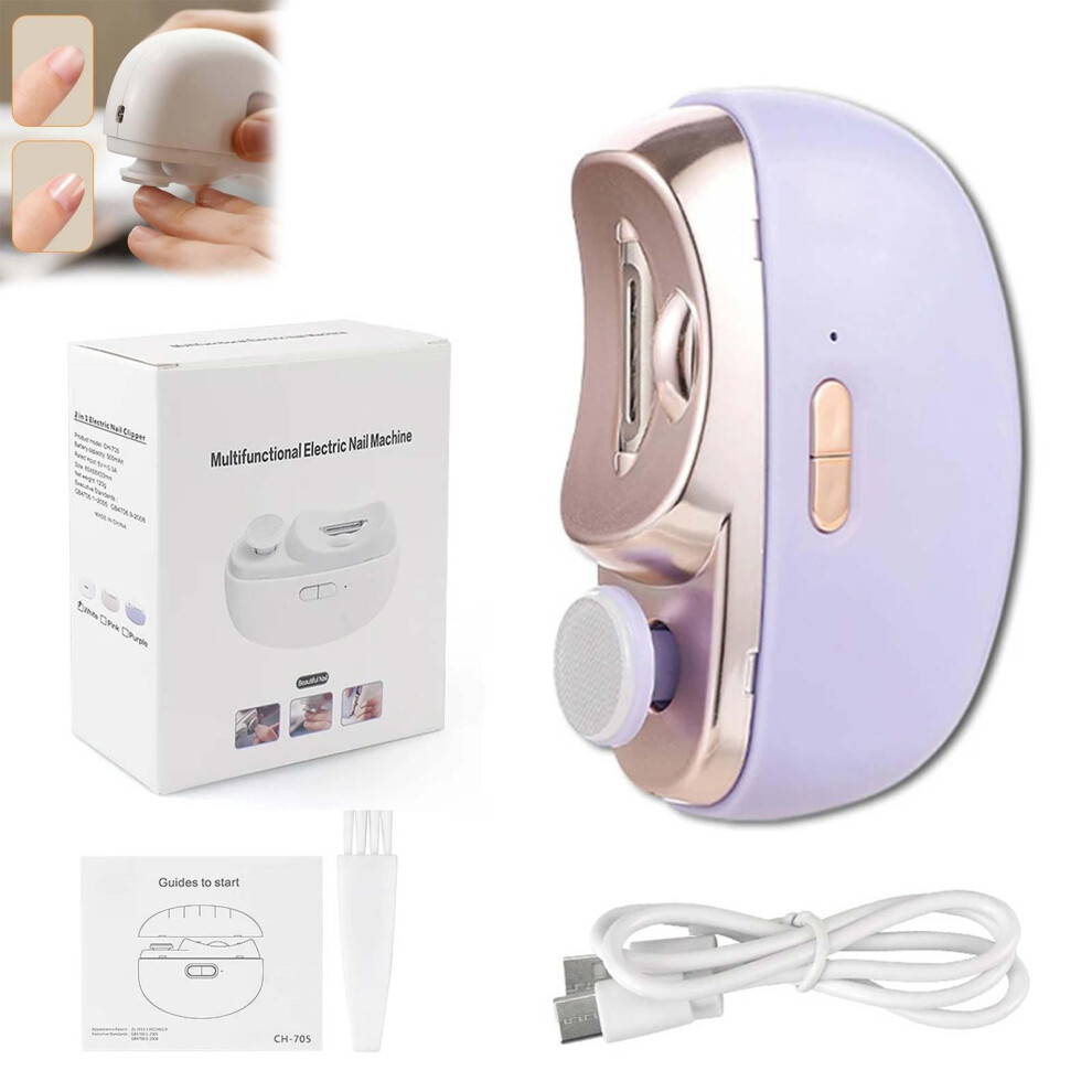 Light/Purple 3 In 1 Electric Nail Clipper And File For Seniors, Rechargeable Automatic Nail Trimmer With (Purple)