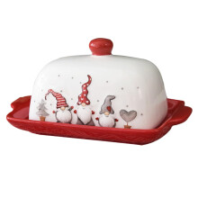 Christmas Ceramic Butter Dish with Lid, Festive Design Keeps Butter Fresh for Kitchen and Dining