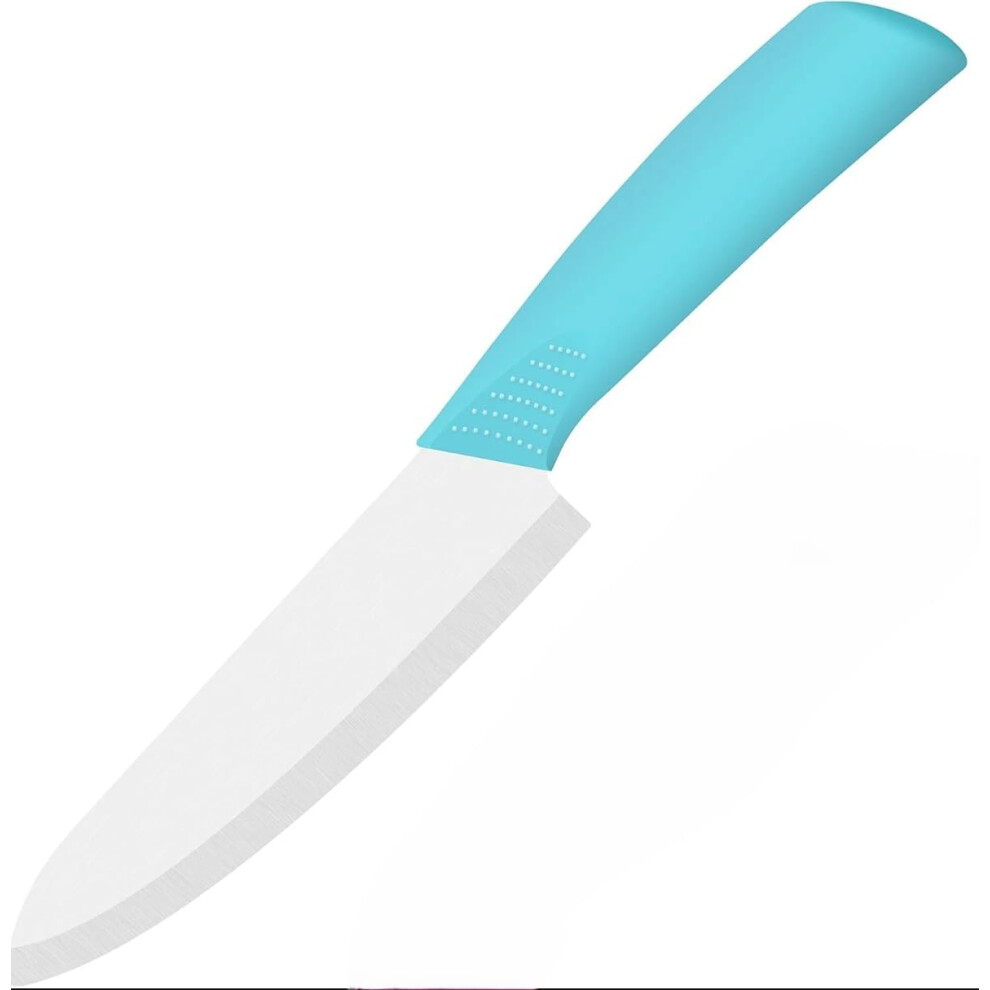 7.25 Inch Ultra Sharp Ceramic Chef Knife With Sheath For Fruits And Vegetables Blue