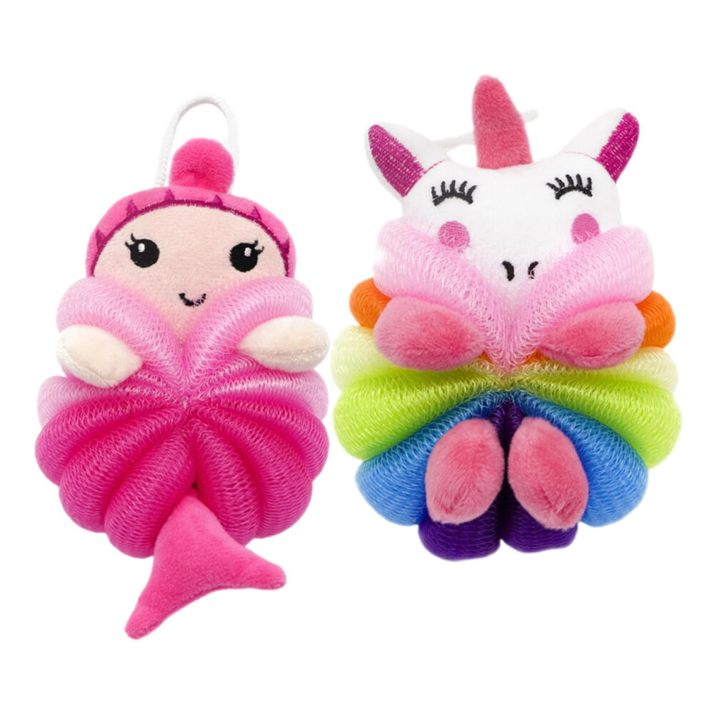 2pcs Bath Loofah Shower Pouf Set for Gentle Skin Exfoliation and Rich Lather Cleansing