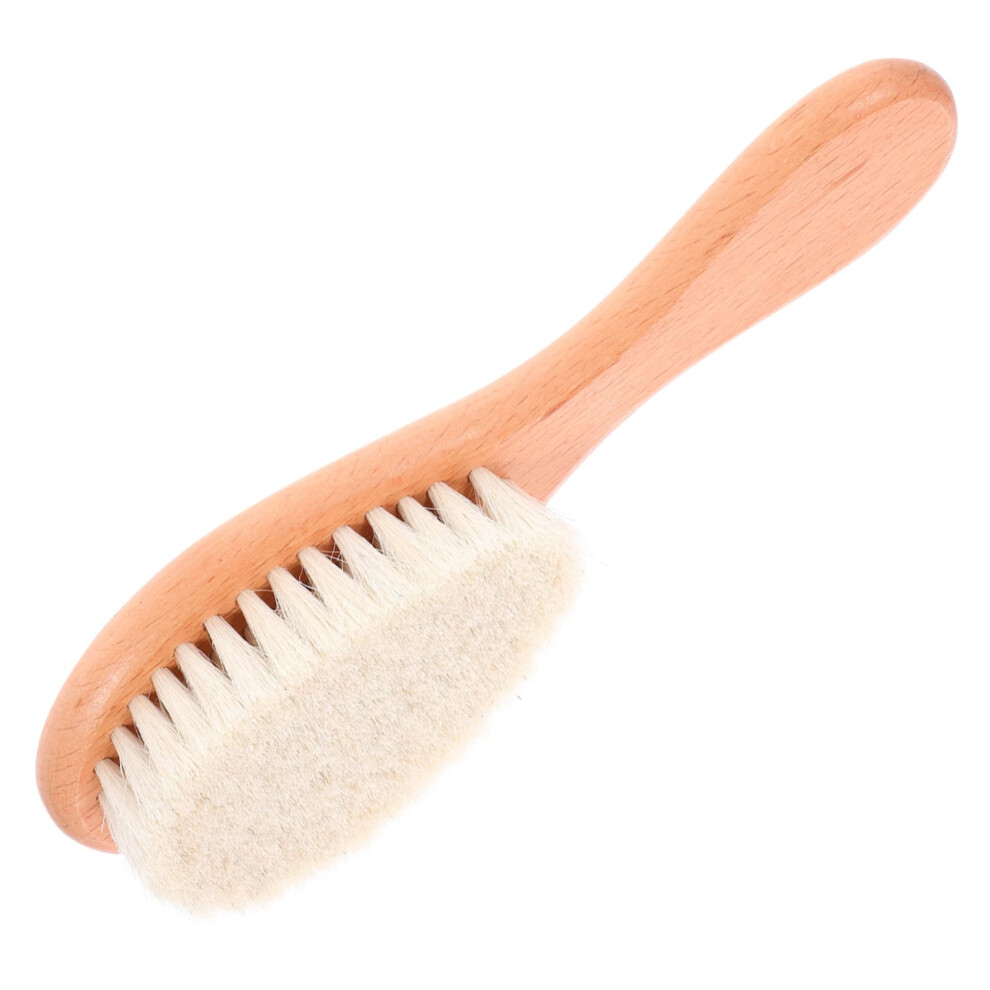 Bathing Brush with Ergonomic Wooden Handle and Gentle Wool Bristles for Shower and Scalp Care