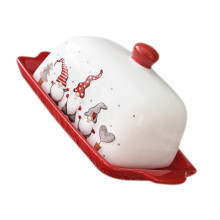 Christmas Ceramic Butter Dish with Lid Keeps Butter Fresh Vintage Porcelain Countertop Storage