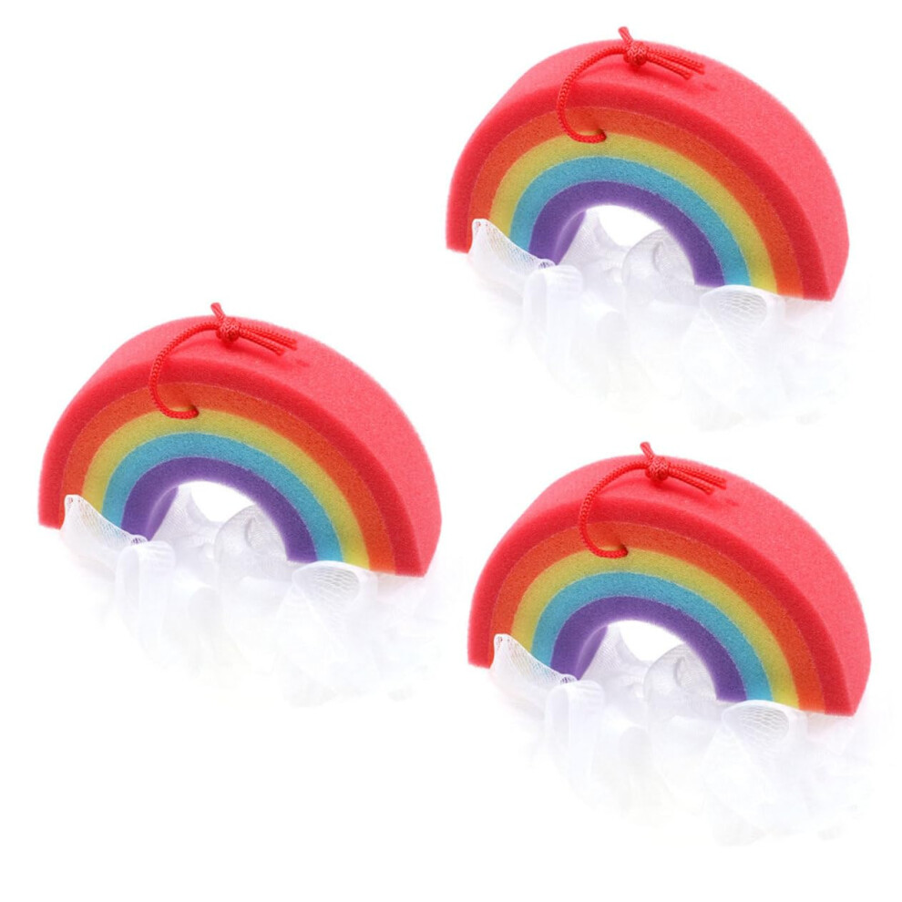 3pcs Rainbow Bath Sponge Flower Loofah for Gentle Exfoliation and Rich Foam Family Bath Use
