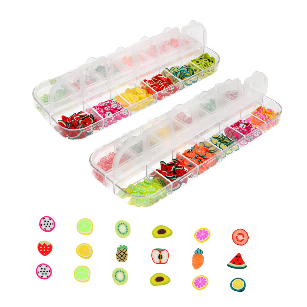 Nail Art Decorations Fruit Shaped Polymer Clay Slices Kit for DIY Crafts and Manicure