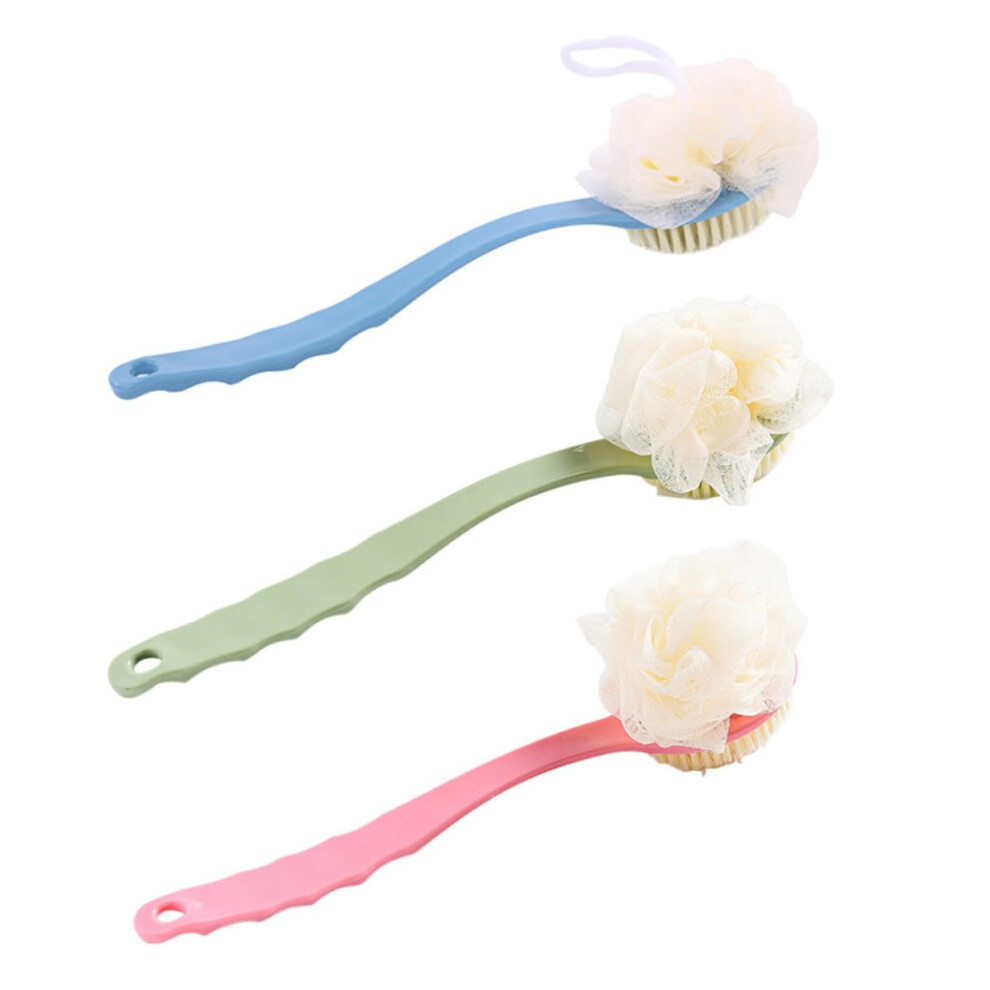 Bath Brush and Shower Brush Set, Long Curved Handle, DualSided Back Scrubber, 3pcs