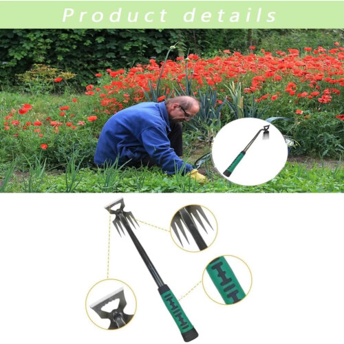 Weed Puller with Ergonomic AntiSlip Handle, Heavy Duty Garden Root Remover for Effortless Weeding 2