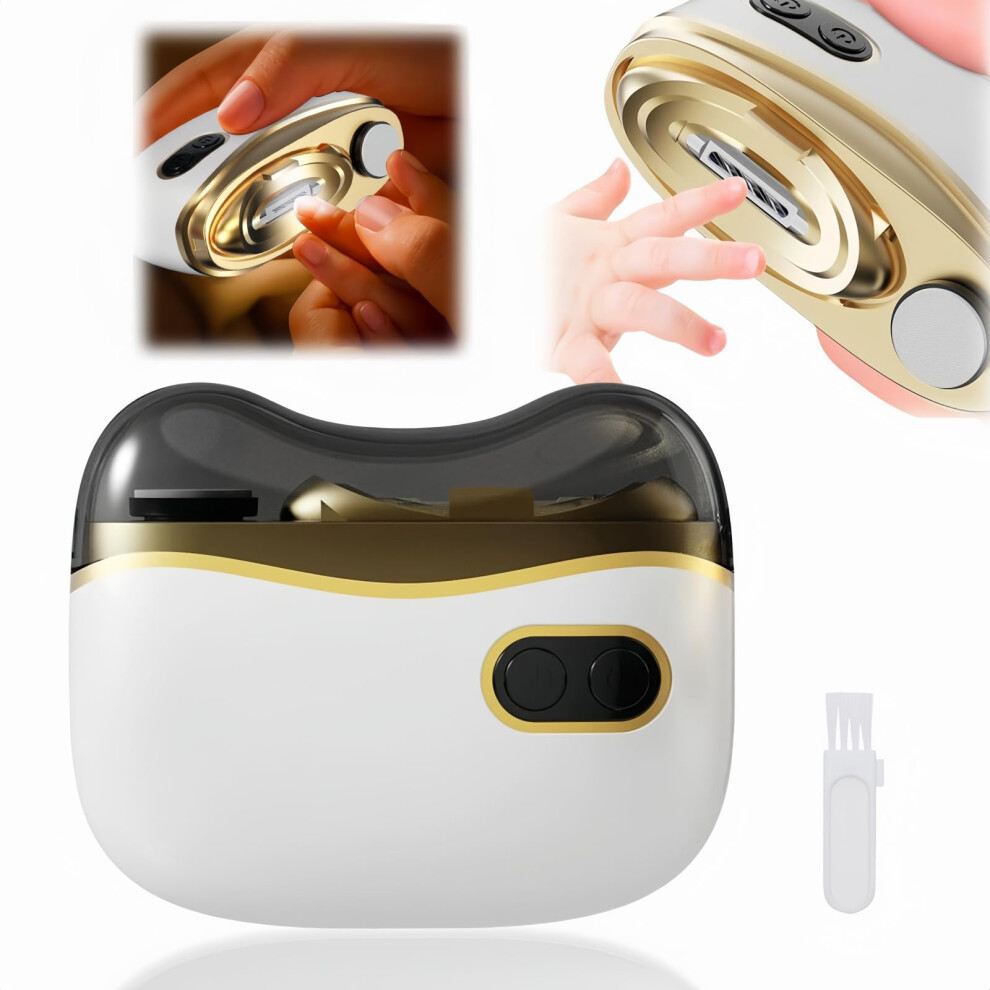 Electric Nail Clipper With Led Quiet 3In1 Trim Grind Collect For Babies And Seniors Light