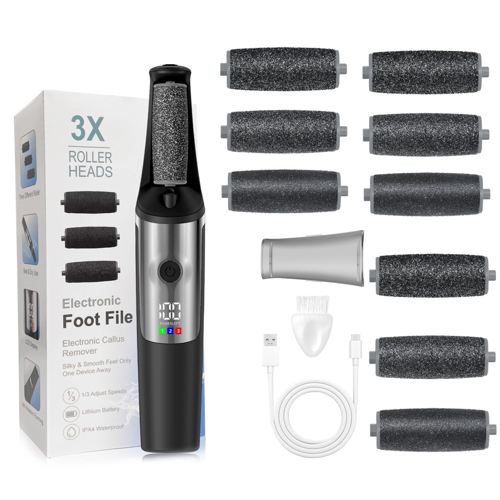 Rechargeable Electric Callus Remover for Feet with 9 Rollers, Professional Pedicure Foot File