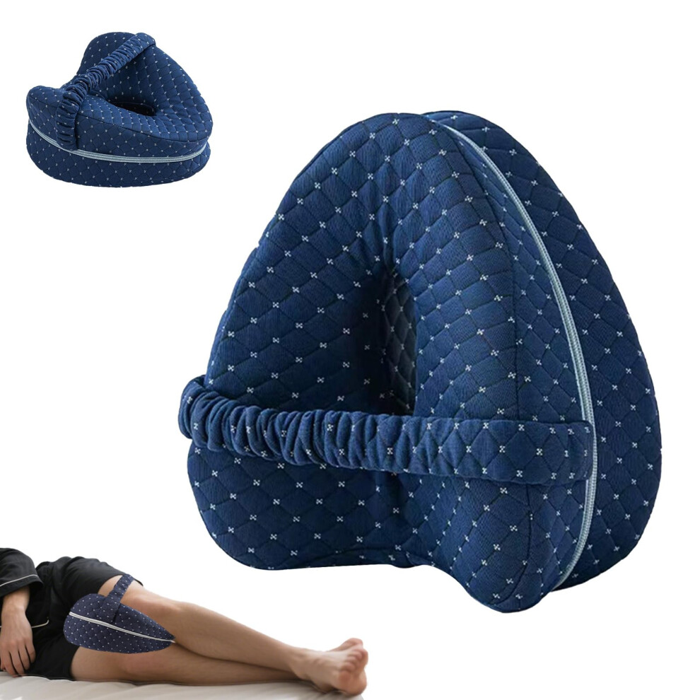Blue Knee Pillow For Side Sleepers Memory Foam Leg Support Orthopedic Hip And Spine Alignment Navy