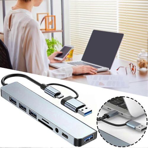 USB C Multiport Hub 8 in 2 Powered USB C Multiport Hub Adapter for Keyboard 1