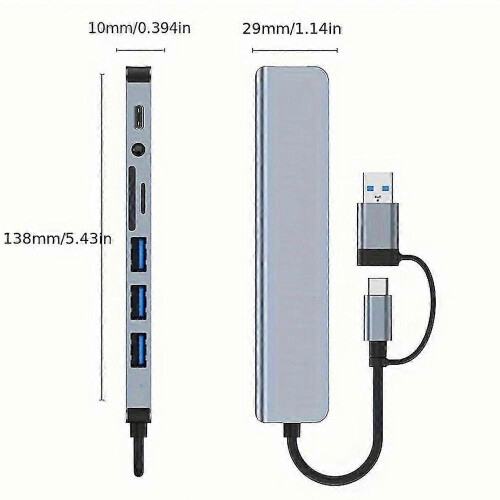 USB C Multiport Hub 8 in 2 Powered USB C Multiport Hub Adapter for Keyboard 2