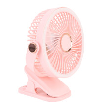 Kleiner Schreibtischventilator mit Klemme, 1200mAh, 720 Drehung, rosa